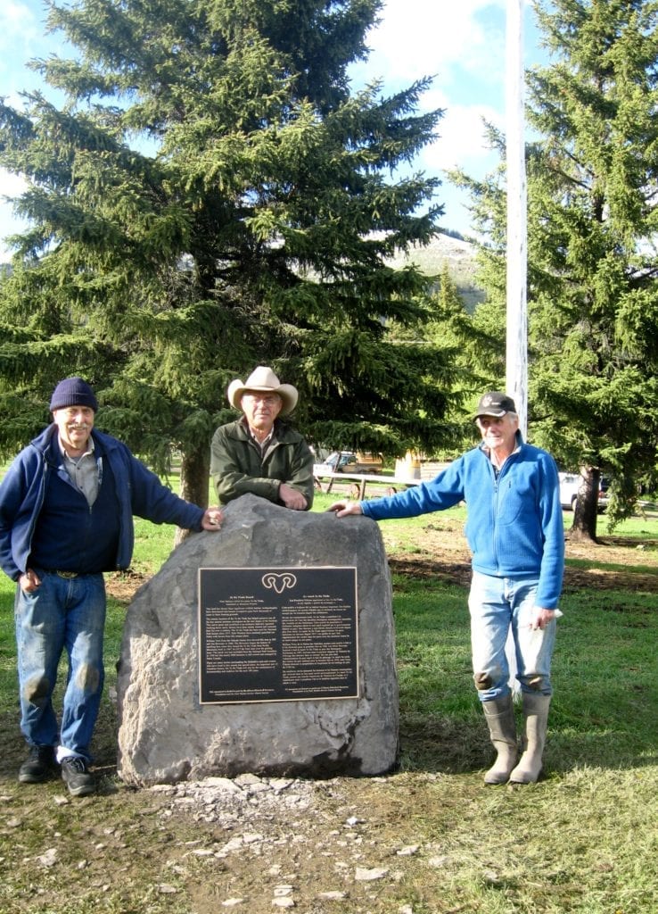 Don Mickle, Rick Smith and Bob Haney, Ya Ha Tinda Centennial plaque