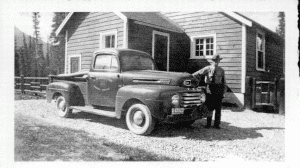 Warden Bill Black at Saskatchewan Crossing mid 1940s 