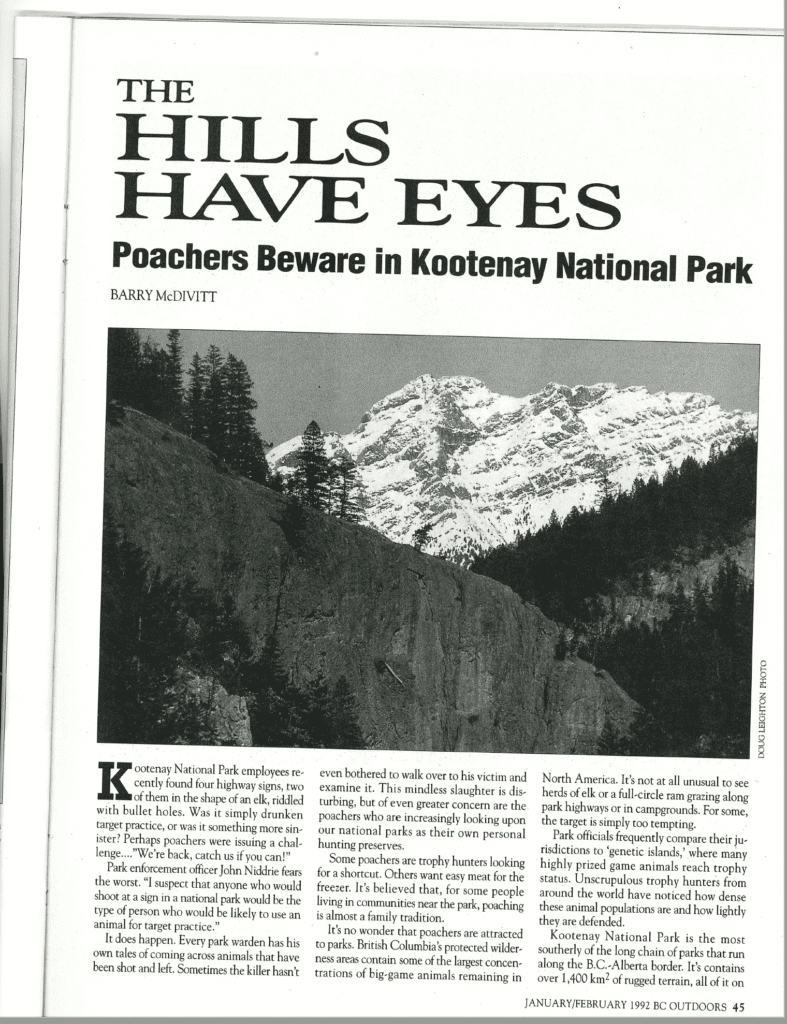 Kootenay Park Poaching article