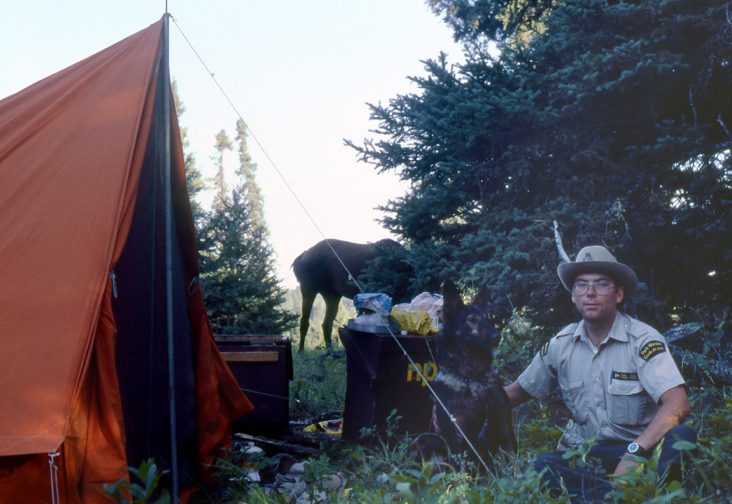 Riding Mountain_Ochre River camp_1983_ Bill Dolan and dog Shep