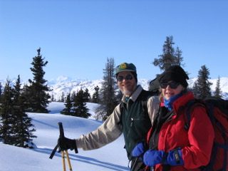 Terry and Julie cross country skiing