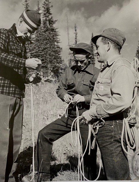 Mountain Rescue and Avalanche training – Murray wearing goggles. 