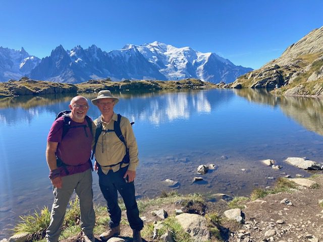 In retirement, Tour du Mont Blanc with husband Tejomaya 2022.