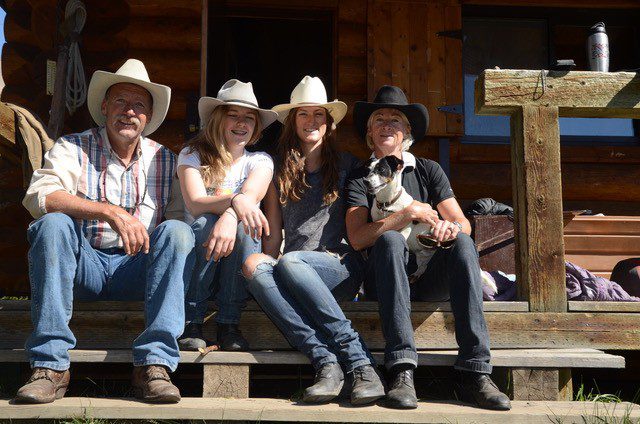 Brad, Katy, Ginny and Donna at Cyclone Cabin. Photo J. Bradford White collection.