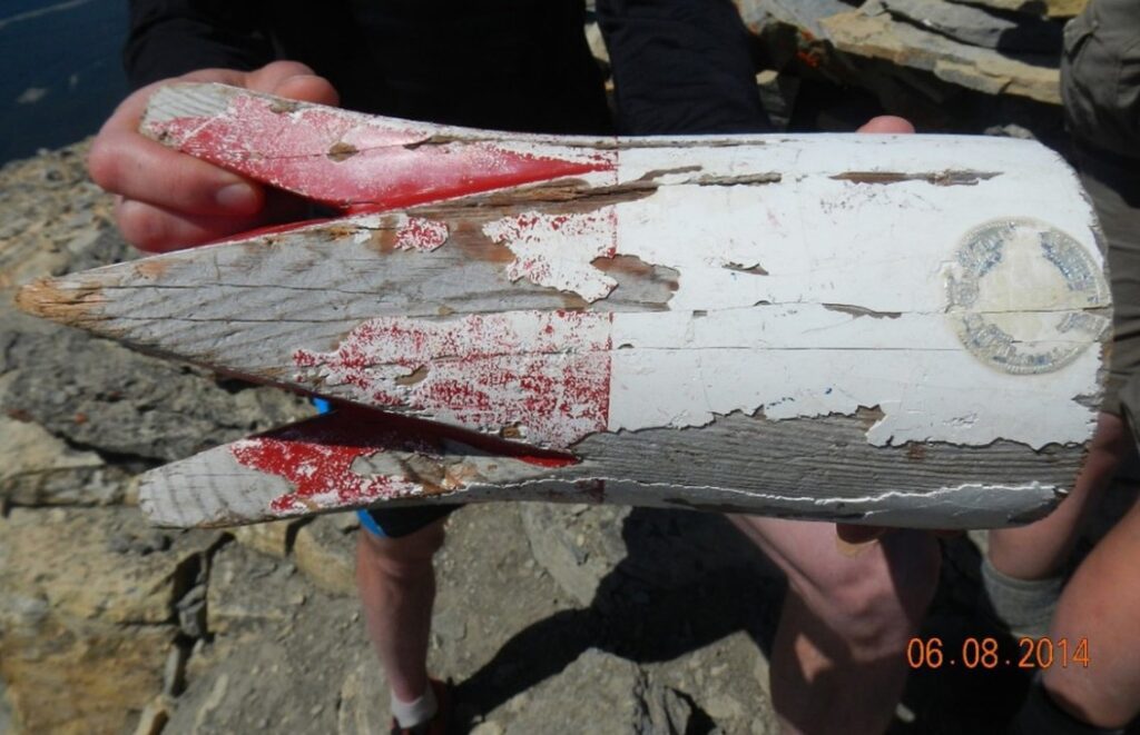 The remains of the time capsule. Only the bottom section was found. Photos: Carleton Family